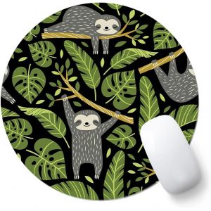 Tapis de souris, rond, 20 cm, avec motif de paresseux, petite taille, motif fille - Neuf