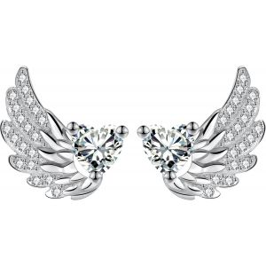 Kal-Boucles D'oreilles Asym&eacute;tries Femme Argent Sterling 925 Boucles D'oreilles Ange Et Diable Avec Zircones Original Bijoux Cadeaux Pour Femmes &Eacute;pouse Amie M&egrave;re - Neuf