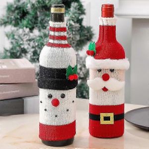 2pcs Pull de Noël Bouteille de Vin Couverture - Décorations de Noël mignonnes - Neuf