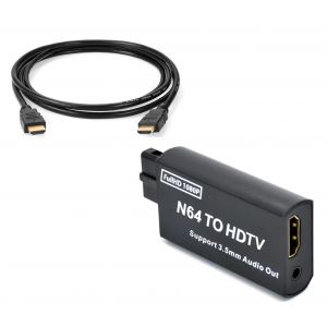 Pack Convertisseur N64 / SNES / GameCube vers HDMI 1080P + C&acirc;ble HDMI 1 m &iquest; Adaptateur r&eacute;tro compatible PAL/NTSC &iquest; Plug & Play &iquest; Stra&szlig;e Game&reg; - Neuf