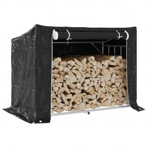 Portant de bois de chauffage et housse de pluie acier galvanisé - Neuf