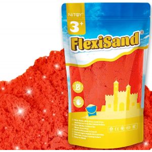 ERYI-Flexisand Sable De Jeu, 1 Kg, Ne Sèche Jamais - Pour Enfants De 3 Ans Et Plus - Recharge En Vrac Pour Jouets Sensoriels - Idéal Pour Façonner, Presser Et Mouler - Rouge - Neuf