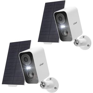 2K Camera Surveillance WiFi Exterieure sans Fil Solaire, Cam&eacute;ra Batterie, Vision Nocturne Couleur, AI & PIR D&eacute;tection Mouvement, Audio Bidirectionnel, &Eacute;tanche IP65, Alexa, ZS-GX3S, Noir - Neuf