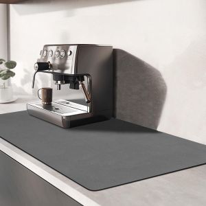 Tapis Absorbant Vaisselle, 60X30Cm Tapis Séchage Vaisselle Super Absorbant Tapis Auto Sechant Antidérapant Tapis Machine À Café Sechage De Travail Cuisine Comptoir Pour Café Bar (Gris Foncé) - Neuf