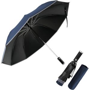Parapluie inversé, Parapluie Pliant Automatique 10 Baleines pour Homme et Femme, Equipé d'une Lampe de Poche, Anti Vent, Anti Tempete, Diamètre 105 cm - Neuf