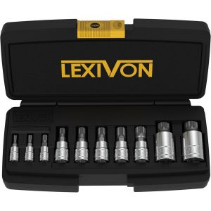 Ulteronixshop-Coffret Douille Torx Male | douille 12 pans XZN en acier S2 premium | Set de 10 pi&egrave;ces M4 &agrave; M18 avec Coffret Torx de rangement (LX-145) - Neuf