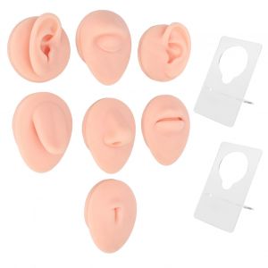 Modele De Piercing En Silicone Souple Pour Oreilles, Bouche, Nez, Oil, Langue, Nombril, Avec Presentoir Pour La Pratique Du Piercing, Couleur Peau Claire - Neuf