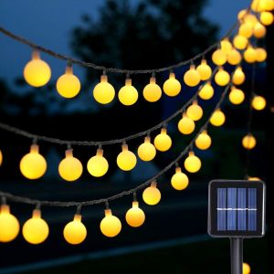 Kal-Solaire Abrazine Guirlande Lumineuse, 12m 100leds Lampes Solaires Avec 8 Modes Clignotants, Lumiere Décoration Étanche Pour La Fête De L'hôtel Au Bar Du Jardin De La Cour - Neuf