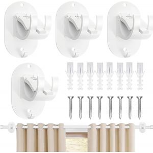 4pcs Supports De Tringle À Rideau Auto-Adhésifs Abs Support Tringle Rideaux Supports De Tringle À Rideau Support Rideau Crochet Rideau Pas Besoin Percer Trous¿Pour Maison Salle Bain(Blanc) - Neuf