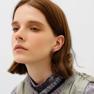 Cmjaagur-Creoles Argent Femme En Argent 925 Boucle Oreille Noir Diamètre 11mm Creoles[M927] - Neuf