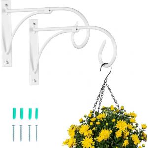 Mevronisshop-2 Pi&egrave;ces Support Panier Suspendu Blanc, Crochets Suspension Murale, Plantes Suspendues, Jardin, Ext&eacute;rieur Pour Pots Fleurs Lanternes Mangeoires - Neuf