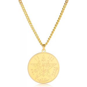 Kal-Tétragrammaton Pentagramme Collier Ancienne Puissance Nom De Dieu Pendentif Étoile À Cinq Branches Salomon Wiccan Protection Amulette Pentacle Étoile Bijoux Cadeau Hommes Femmes - Neuf