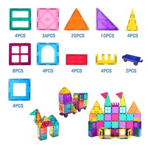Blocs de construction magnetiques educatifs colores pour enfants, jouet de construction magnetique MT-1-100A - Neuf
