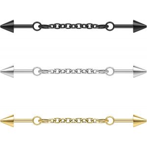 Kal-Paire Bijoux Piercing Industriel Acier Chirurgical 16g, Boucles D'oreilles À Tige Industrielles Chaîne Pendante, Bijoux Barre Industrielle Cartilage Hélix Pour Femmes Et Hommes - Neuf