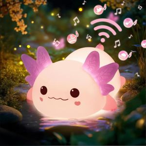 Bnhgc-Mewaii Axolotl Lampe Veilleuse Silicone Tactile Pour Enfants, Veilleuse Rechargeable Avec 3 Niveaux De Luminosité Et 4 Sons Apaisants, Lampe De Chevet Pour Bébé Et Enfant,Cadeau Décoratif Chamb - Neuf