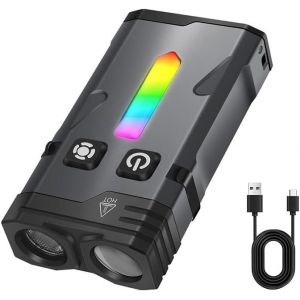 Ev10 Lampe De Poche Compacte 1100 Lm 15 Modes Avec Lumi&egrave;re Blanche, Lumi&egrave;re Arc-En-Ciel, Base Magn&eacute;tique, Lampe De Poche Led Rechargeable Pour Un Usage Quotidien, Activit&eacute;s De Plein Air Et - Neuf