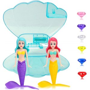 KAL-Lot De 2 Jouets De Plong&eacute;e Pour Enfants - Sir&egrave;ne Avec Coquillage Bleu - Jouet Sir&egrave;ne Pour Fille - Jouet Pour Baignoire, Piscine, Entra&icirc;nement De Piscine Sous-Marine - Neuf