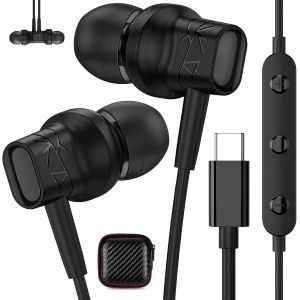 KALANKA-&Eacute;couteurs USB C,HiFi St&eacute;r&eacute;o Magn&eacute;tique Type C Casque avec C&acirc;ble Microphone Intra-auriculaires pour Samsung A36 A56 A35 A55 A34 A54 A17 A16 5G Galaxy S24 S25 iPhone 16e 15 Pro iPad Pixel 9 10 - Neuf