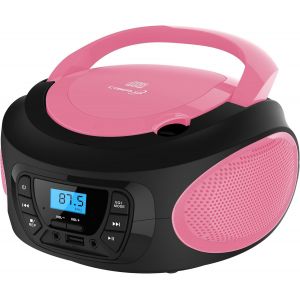 Boombox - Lecteur CD portable - CD/CD-R - USB - Radio FM - Entr&eacute;e AUX-IN - Prise casque - Radio enfants - Radio CD - Cha&icirc;ne st&eacute;r&eacute;o - Syst&egrave;me compact - Rose vif (Pretty Pink) - Neuf
