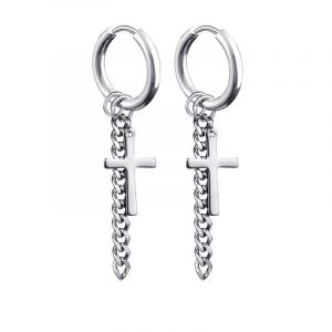 Style 4 - Boucles D'oreilles Créoles Unisexes Pour Hommes/Femmes,1 Paire,Pendentif Croix En Acier Inoxydable,Long Pampille,Punk Gothique,Bijoux,Meilleurs Cadeaux,Nouvelle Collection - Neuf