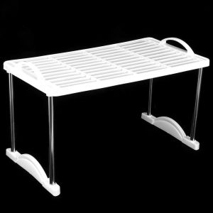 Sjzg-Organisateur D'armoires De Cuisine, De Support D'&eacute;tag&egrave;re De Rangement &Agrave; La Maison Pliable Extensible, Support D'armoire De Salle De Bain De Cuisine,&Eacute;tag&egrave;res De Rangement De Cuisine Empilables - Neuf