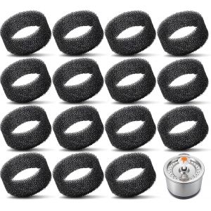 Kalanka-16 Pi&egrave;ces Filtre En Mousse De Fontaine Pour Animaux Noir &Eacute;ponge Ronde Filtre Fontaine Eau Chat De Remplacement De 2,5 L/ 84 Oz - Neuf