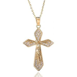 Kal-Collier De Cha&icirc;ne En Croix, Cha&icirc;ne Plaqu&eacute;e Or Hypoallerg&eacute;nique 18 Carats, Cadeau De Bijoux De Mode, Pour Femme Petite Amie Maman Fille - Neuf