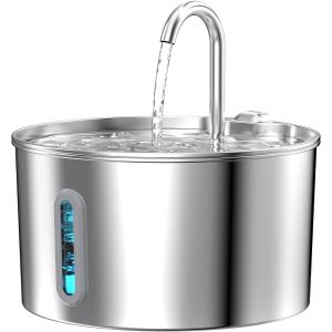Fontaine A Eau Chat Acier Inoxydable: Fontaine À Eau Pour Chat Ultra-Calme - 2,2l Distributeur Animal De Compagnie Avec Fenêtre Transparente - Costume Pour Petits Chien Et Animaux - Neuf