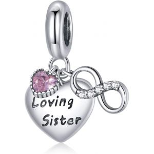 Kalsw-M&egrave;re Et Fille Charme,Bijoux Femme,Pendentif Charm,En Argent Sterling 925 Avec 5a Zircone,Compatible Pour Pandora Bracelets - Neuf