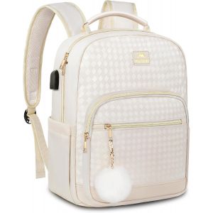 Senior-Petit Sac A Dos Femme, Mini Sacs A Dos -Sac À Main Petit Avec Port Charge Usb Cuir Pu, Sac Épaule Légers Et Mignon Cadeau Pour Filles Et Femmes, Pour Voyage, Quotidien Loisir École, Beige[L1061] - Neuf