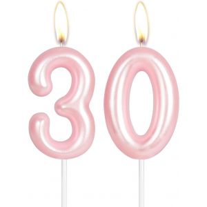 Sjzg-Bougie Rose Vif &laquo; Happy 30th Birthday &raquo;, Chiffre 30, D&eacute;coration De G&acirc;teau D'anniversaire, Bougies De G&acirc;teau Pour Filles Et Femmes, Anniversaire De Mariage - Neuf