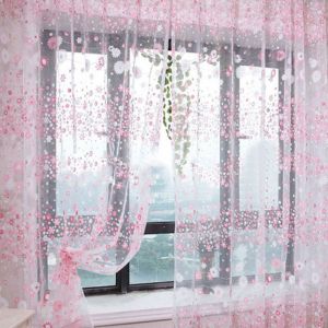 Hjlian Rideau Transparent Innovant Et Elegant, Motif Floral Translucide, Pour Salon, Bureau, Chambre A Coucher, Rose, 100 X 270 Cm (Avec Tringle D'usure) - Neuf