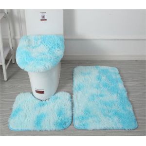 KAL-Lot De 3 Tapis De Salle De Bain Doux En Microfibre ¿ Tapis De Bain Antidérapant Et Pelucheux ¿ Housse De Siège De Toilette Pour Salle De Bain ¿ Tapis De Bain Absorbant L'Eau, Lavable En Machine ( - Neuf