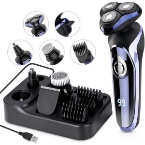 Chenquansarl-Rasoir Électrique Pour Homme 5 En 1, Afeitadora Eléctrica En Seco Y En Húmedo Rotativa Con Cortapelos De Precisión Ipx7, Resistente Al Agua, Razor Eléctrica Multifuncional 5 En 1 Para Ho - Neuf