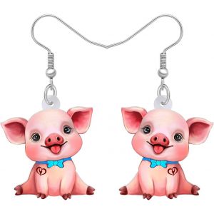 Kal-Boucles D'oreilles Acrylique Anime Cochon Rose Mignon Pendants D'oreilles Animaux Ferme Bijoux Pour Femmes Filles Enfants Cadeaux - Neuf