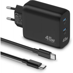 45W 2-Port Rapide Usb C Chargeur Pour Samsung Galaxy S25 S24 S23 S22 S21 Ultra Fe 5G S20 S10, A55 A54 A53 A52 A25 A15, Z Fold 5/4, Note 20/10, Prise Usbc Adapteur Secteur Et Type C Câble 2M - Neuf