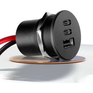 Cmwx-Prise Usb 12 V En Aluminium Pour Camping-Car, Caravane, Double 20 W Pd3.0 Type-C Et 18 W Qc3.0, Charge Rapide Multi-Ports De Rechange Pour Camping-Car, Remorque, Camion, Bateau (Lot De 1) - Neuf