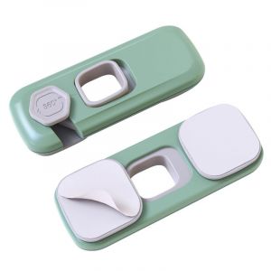 Securite Placard Enfant 2pcs - Bloque Porte B&eacute;b&eacute;, Protection Bebe Pour Porte Placard Fen&ecirc;tre R&eacute;frig&eacute;rateur Tiroir - Vert - Neuf