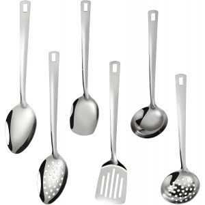 Mevronisshop-6 Pi&egrave;ces Set D'accessoires De Cuisine 27 Cm Louche Inox Cuill&egrave;re &Agrave; Cuisson,Gadgets De Cuisine Accessoires Accessoires De Cuisine Home Essentials - Neuf