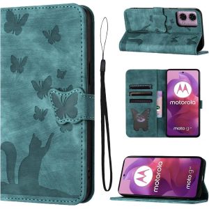 Kal-Housse Protection Pour Motorola Moto G24/G04 4g 6.5 Pouces Matériau En Cuir Pu Coque Moto G24/G04 Avec Fentes Pour Cartes Coque Moto G24/G04 Vert - Neuf