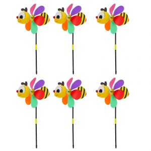6Pcs Bee Wind Spinners Moulins À Vent 3D Animal Moulins À Vent De Jardin Piquets Ornements Pour Pelouse Cour Patio Par - Neuf