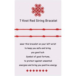 Tianyi-2/3 Pi&egrave;ces Bracelet Rouge Bracelet Porte Bonheur Femme Homme Bracelet 7 Noeuds Kabbale Porte-Bonheur No&euml;l Anniversaire Cadeaux Pour Couples Famille Amis Hommes Femmes - Neuf