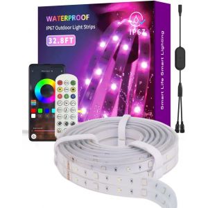 Ruban Led Etanche Exterieur 10m, 24v Led Bande Exterieur Smart Synchronis&eacute;es Avec La Musique, Ip65 &Eacute;tanche, Led Ruban Couleur Pour Jardin, Patio, Terrasse (Rvbw)[Rub9222904] - Neuf