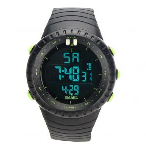 Montre De Sport &Agrave; Affichage Num&eacute;rique Multifonctionnel Montre-Bracelet &Eacute;lectronique Led &Eacute;tanche (Noir,Vert) - Neuf