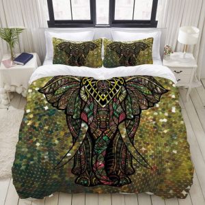 &iquest;&iquest;L&iquest;&iquest;Phant Dor&iquest;&iquest; Scintillant &iquest;&iquest;L&iquest;&iquest;Phant Fantaisie Inde Animal Ethnique Boho Mandala Color&iquest;&iquest; Faune Africaine - Parure De Lit Pi&iquest;&iquest;Ces Sets De Housse Co - Neuf