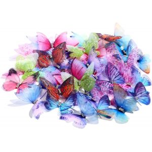 Mevronisshop-50 Pcs Couleurs Tissu Papillon D&eacute;corations,3d Organza Tissu Papillon D&eacute;grad&eacute; Couleur Appliques,Pour Diy Bijoux Artisanat Boucle D'oreille Collier Pince &Agrave; Cheveux D&eacute;coration - Neuf