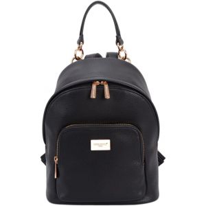 KALANKA-- Petit Sac à Dos Fashion Femme - Porté Epaule Fille Cuir PU - Mini Cartable Ville Poignée Poche Fermeture Eclair Zip - Mode Jeune Tendance Chic Designer - Noir - Neuf