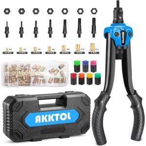 JEXNOVASHOP-Pince &agrave; Insert Filet&eacute; avec Bo&icirc;te de Rangement et Coffret Robuste &iquest; 7 Mandrins (M3 &agrave; M12), 80 &Eacute;crous &agrave; Sertir &iquest; Pour R&eacute;paration Auto & M&eacute;tal - Neuf