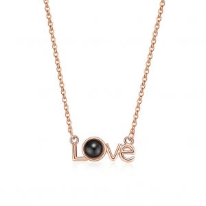 Collier Pendentif Motif Amour En Cristal, Collier De Projection, Bijoux Cadeau (Or) - Neuf