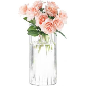 Bnhgc-Vase Cylindrique En Verre Transparent 15cm ¿ Petit Vase Décoratif Pour Fleurs, Bougie Flottante, Centre De Table Mariage Ou Déco Bohème ¿ En Verre Moderne Pour Salon, Salle À Manger, Bureau - Neuf